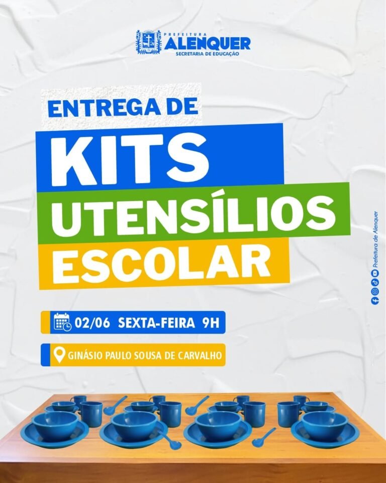 Entrega dos kits de utensílios da alimentação escolar.