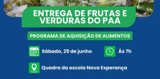 A Prefeitura anuncia mais uma etapa do Programa de Aquisição de Alimentos (PAA).